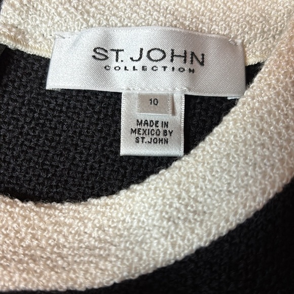 ST. JOHN Nouveau Boucle Knit Colorblock Sheath Dress Size 10 - Picture 8 of 9